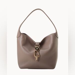 Lucca Leather Logo Lock Hobo Shoulder Bag